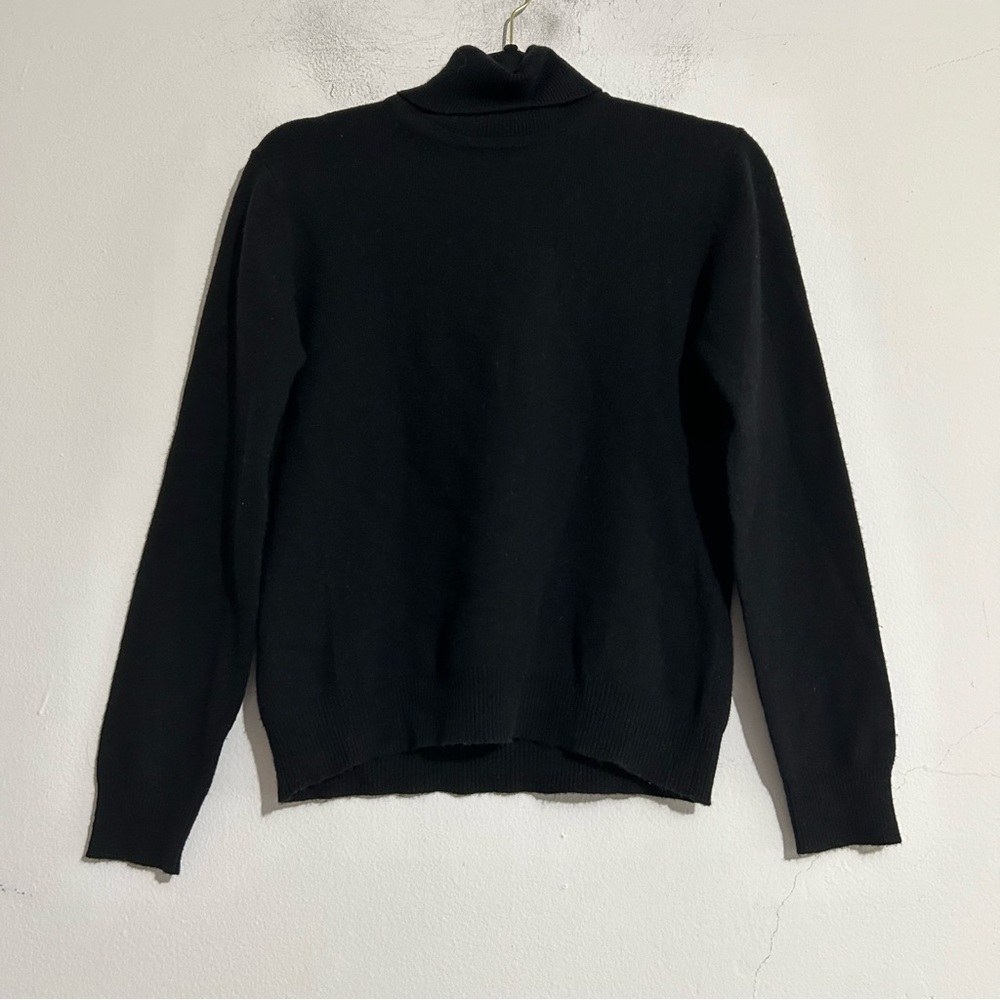Vintage Mendocino Black Cashmere Turtleneck Sweater Minimalist Capsule Timeless